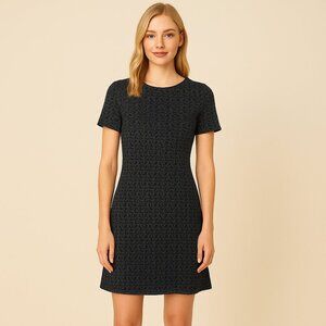 Ann Taylor LOFT Black And Gray Knit Short Sleeve A-line Dress 10